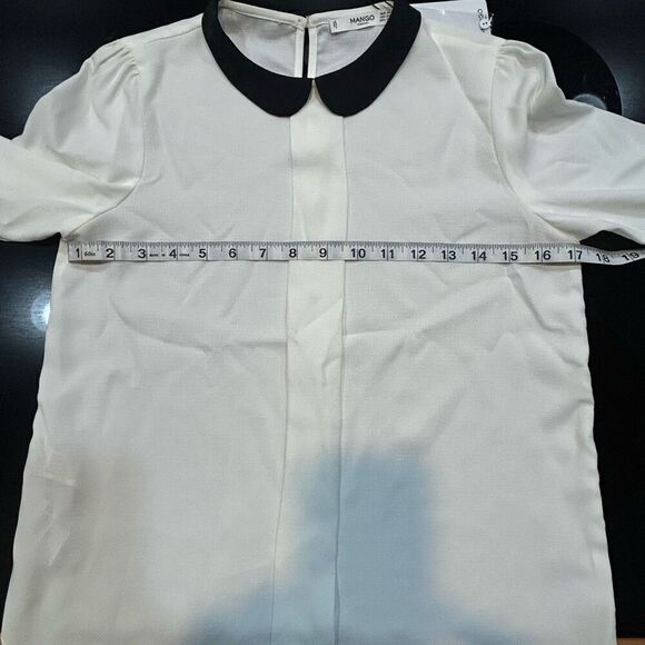 Mango Bluson Babydoll collar black white blouse NWT‎ size 2 - Picture 7 of 10